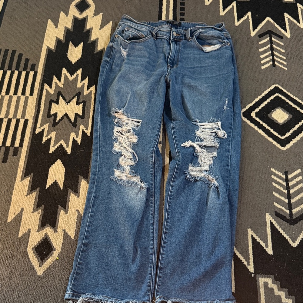 Judy Blue Distressed Blue Flare Jeans
